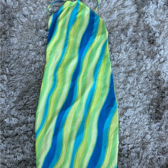 BNWOT New | OW Collection MIA DRESS LIME & BLUE SIZE SMALL - Picture 5 of 6